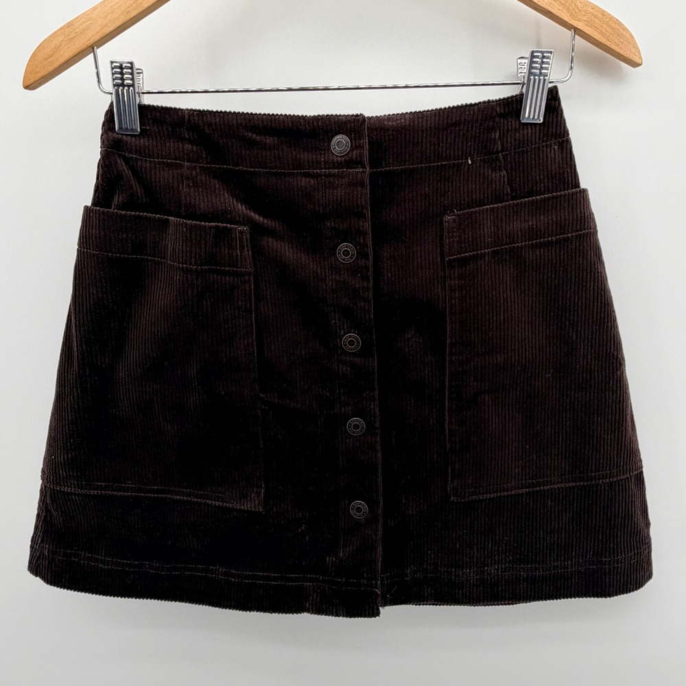 Gap‎ Corduroy Button-Front Mini Skirt Size 0 Petite Brown NWT A-Line Pockets